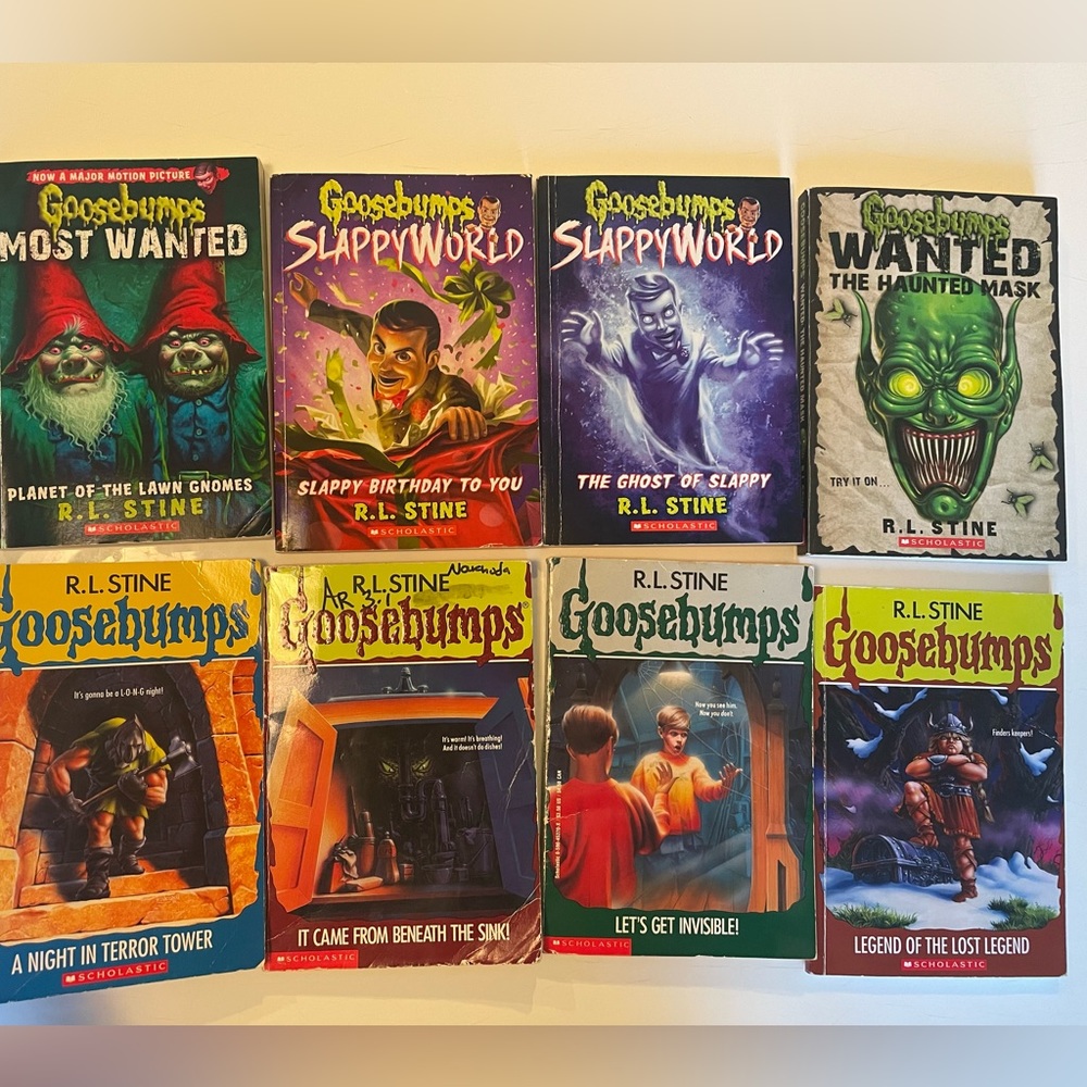 8 gently used R.L. Stine Goosebumps books